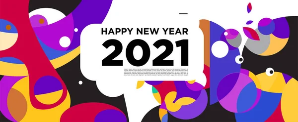 Feliz Año Nuevo 2021 Tarjeta Felicitación Banner Fondo Colorido Para — Vector de stock