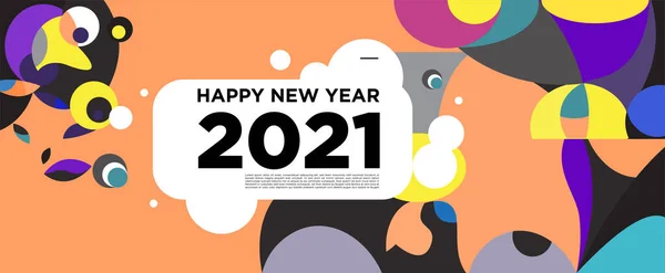 Feliz Año Nuevo 2021 Tarjeta Felicitación Banner Fondo Colorido Para — Vector de stock