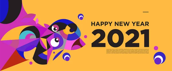 Boldog Évet 2021 Üdvözlő Kártya Banner Színes Háttér Ünneplés — Stock Vector