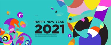 Yeni yılınız kutlu olsun. Kutlama kartı afişi için renkli bir arkaplan.