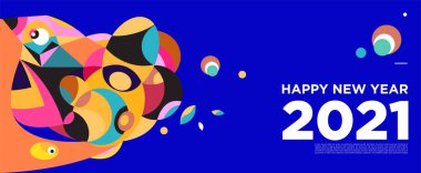 Yeni yılınız kutlu olsun. Kutlama kartı afişi için renkli bir arkaplan.