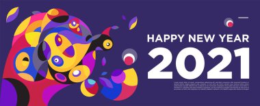 Yeni yılınız kutlu olsun. Kutlama kartı afişi için renkli bir arkaplan.