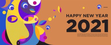 Yeni yılınız kutlu olsun. Kutlama kartı afişi için renkli bir arkaplan.