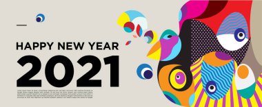 Yeni yılınız kutlu olsun. Kutlama kartı afişi için renkli bir arkaplan.