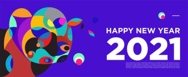 Yeni yılınız kutlu olsun. Kutlama kartı afişi için renkli bir arkaplan.