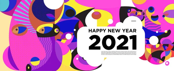 Felice Anno Nuovo 2021 Bandiera Auguri Sfondo Colorato Celebrazione — Vettoriale Stock
