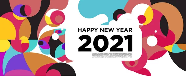 Feliz Año Nuevo 2021 Tarjeta Felicitación Banner Fondo Colorido Para — Vector de stock