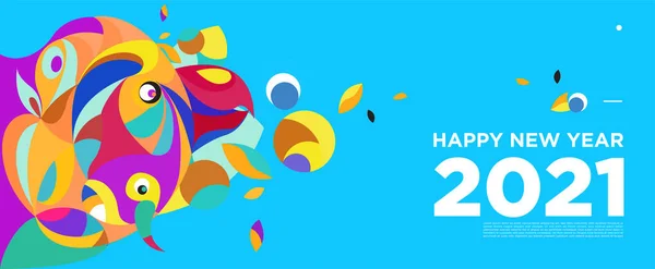 Bonne Année 2021 Bannière Carte Voeux Fond Coloré Pour Célébration — Image vectorielle