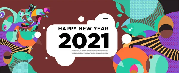 Happy New Year 2021 Greeting Card Banner Colorful Background Celebration — Stock Vector