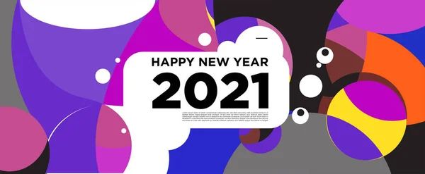 Felice Anno Nuovo 2021 Bandiera Auguri Sfondo Colorato Celebrazione — Vettoriale Stock