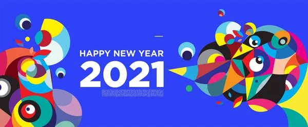 Feliz Ano Novo 2021 Saudação Banner Cartão Fundo Colorido Para —  Vetores de Stock