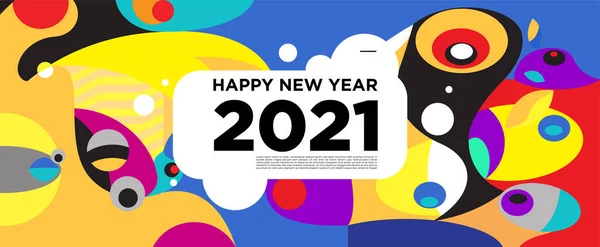 Feliz Año Nuevo 2021 Tarjeta Felicitación Banner Fondo Colorido Para — Vector de stock