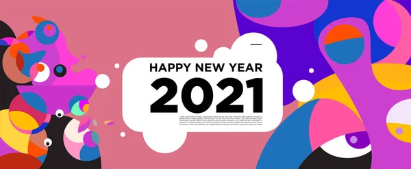 Felice Anno Nuovo 2021 Bandiera Auguri Sfondo Colorato Celebrazione — Vettoriale Stock