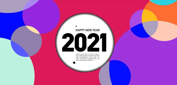 快乐的2021年新年贺卡 色彩斑斓的矢量插图小册子 — 图库矢量图片
