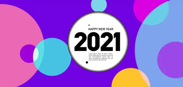 Šťastný Nový Rok 2021 Karta Jasný Vektorový Ilustrační Brožura Barevnými — Stockový vektor