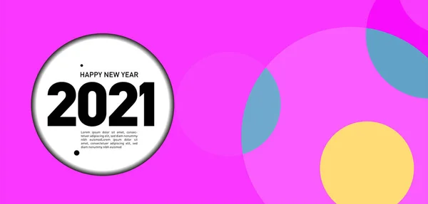 Happy New Year 2021 Card Bright Vector Illustration Brochure Color — Stock Vector