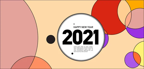 Felice Anno Nuovo 2021 Carta Luminoso Opuscolo Illustrazione Vettoriale Con — Vettoriale Stock