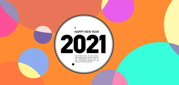 Happy New Year 2021 Card Bright Vector Illustration Brochure Color — Stock Vector