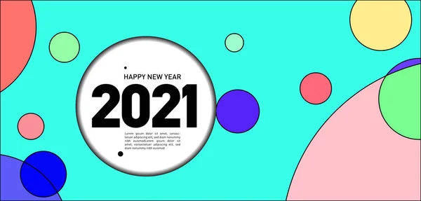 Feliz Año Nuevo 2021 Tarjeta Brillante Folleto Ilustración Vector Con — Vector de stock