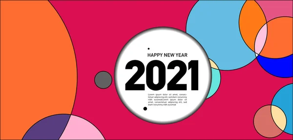 Feliz Año Nuevo 2021 Tarjeta Brillante Folleto Ilustración Vector Con — Vector de stock