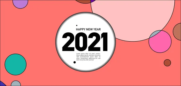 Šťastný Nový Rok 2021 Karta Jasný Vektorový Ilustrační Brožura Barevnými — Stockový vektor