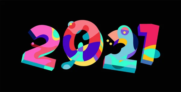 Año Nuevo 2021 Texto Letras Cómicas Para Tarjetas Felicitación Con — Vector de stock