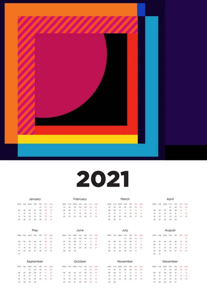 Año Nuevo 2021 Diseño Calendario Con Diseño Patrón Fondo Geométrico — Vector de stock