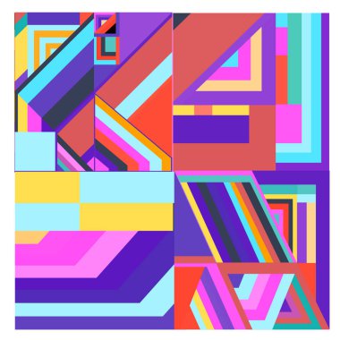 Kaynak için vektör renkli geometrik ve eğri arkaplan deseni