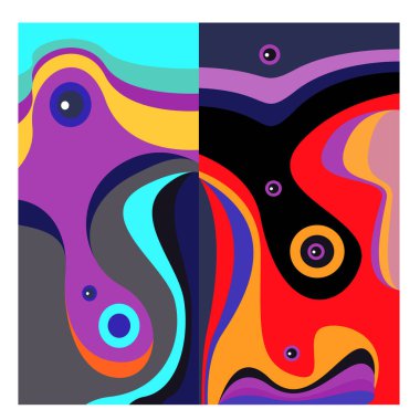 Kaynak için vektör renkli geometrik ve eğri arkaplan deseni