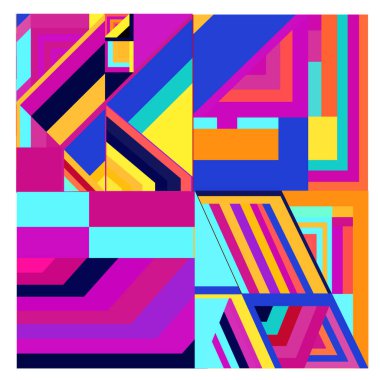 Kaynak için vektör renkli geometrik ve eğri arkaplan deseni