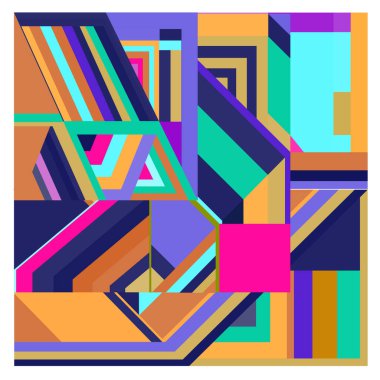 Kaynak için vektör renkli geometrik ve eğri arkaplan deseni