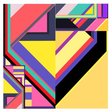 Kaynak için vektör renkli geometrik ve eğri arkaplan deseni