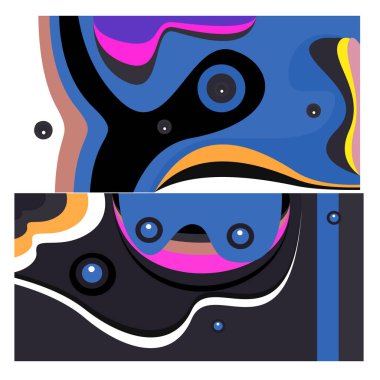 Kaynak için vektör renkli geometrik ve eğri arkaplan deseni