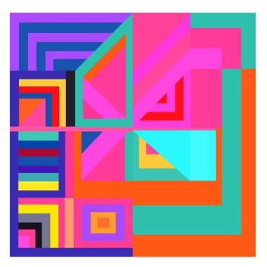 Kaynak için vektör renkli geometrik ve eğri arkaplan deseni