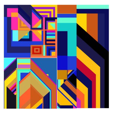 Kaynak için vektör renkli geometrik ve eğri arkaplan deseni