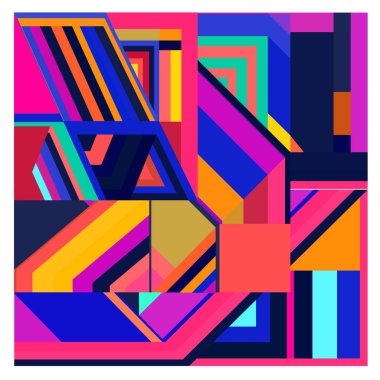 Kaynak için vektör renkli geometrik ve eğri arkaplan deseni