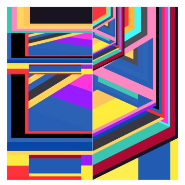 Kaynak için vektör renkli geometrik ve eğri arkaplan deseni