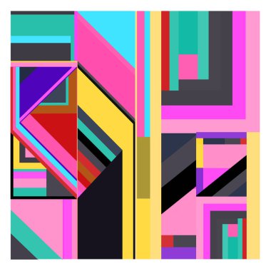 Kaynak için vektör renkli geometrik ve eğri arkaplan deseni