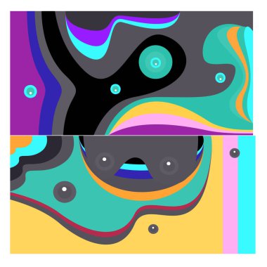 Kaynak için vektör renkli geometrik ve eğri arkaplan deseni