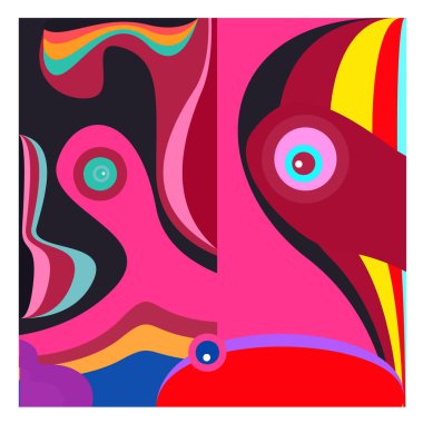 Kaynak için vektör renkli geometrik ve eğri arkaplan deseni