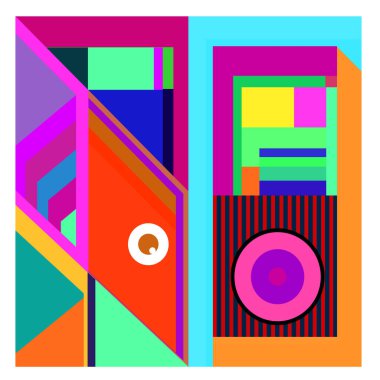 Kaynak için vektör renkli geometrik ve eğri arkaplan deseni