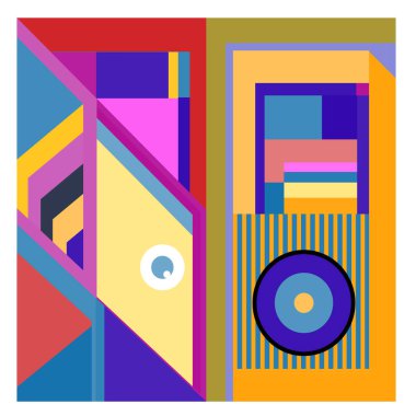 Kaynak için vektör renkli geometrik ve eğri arkaplan deseni