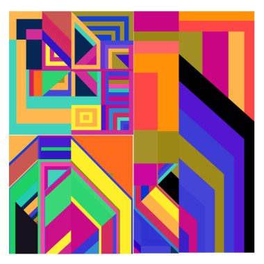 Kaynak için vektör renkli geometrik ve eğri arkaplan deseni