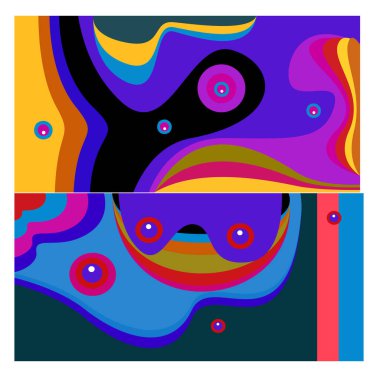 Kaynak için vektör renkli geometrik ve eğri arkaplan deseni