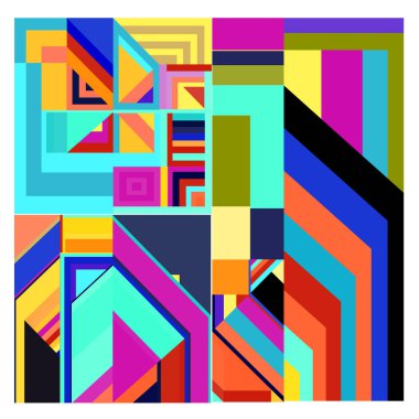 Kaynak için vektör renkli geometrik ve eğri arkaplan deseni