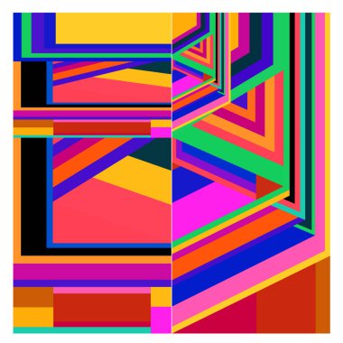 Kaynak için vektör renkli geometrik ve eğri arkaplan deseni