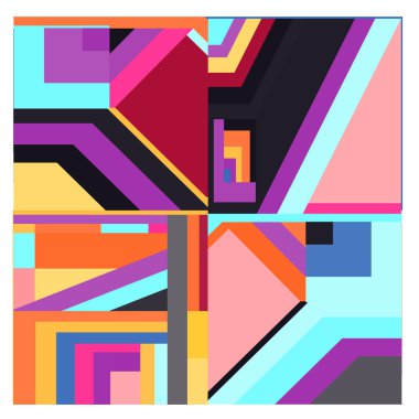 Kaynak için vektör renkli geometrik ve eğri arkaplan deseni