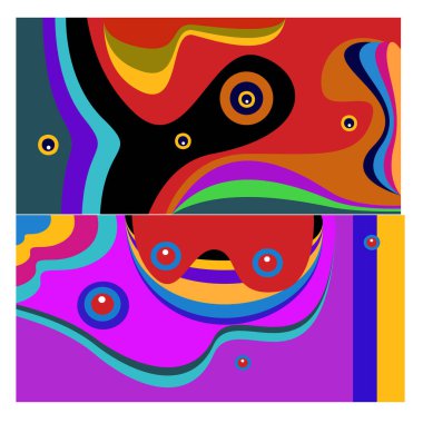 Kaynak için vektör renkli geometrik ve eğri arkaplan deseni