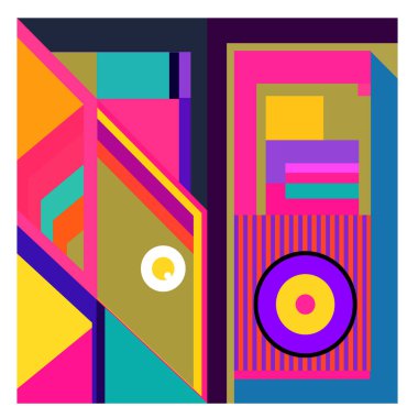 Kaynak için vektör renkli geometrik ve eğri arkaplan deseni