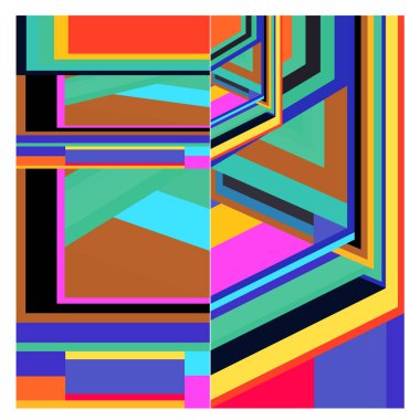 Kaynak için vektör renkli geometrik ve eğri arkaplan deseni